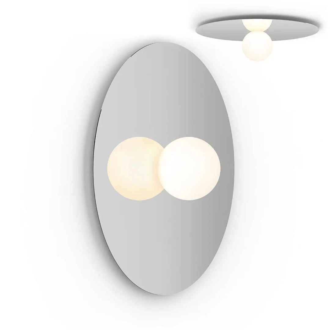 Applique murale Bola Disc argentée, disque de 81 cm