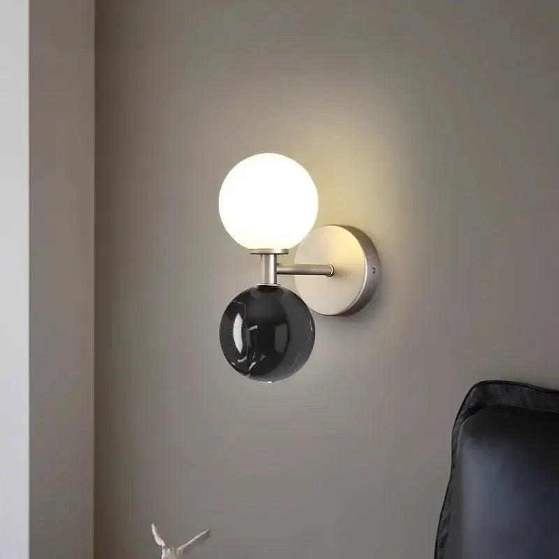 Applique Murale Design Boule Verre Et Marbre Élégante Et Pur