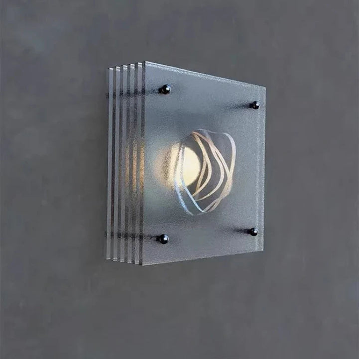 Applique design carrée en verre transparent beige élégante