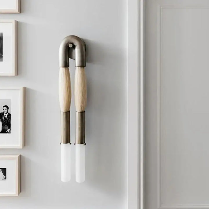 Applique murale design double tube LED en métal et tissu