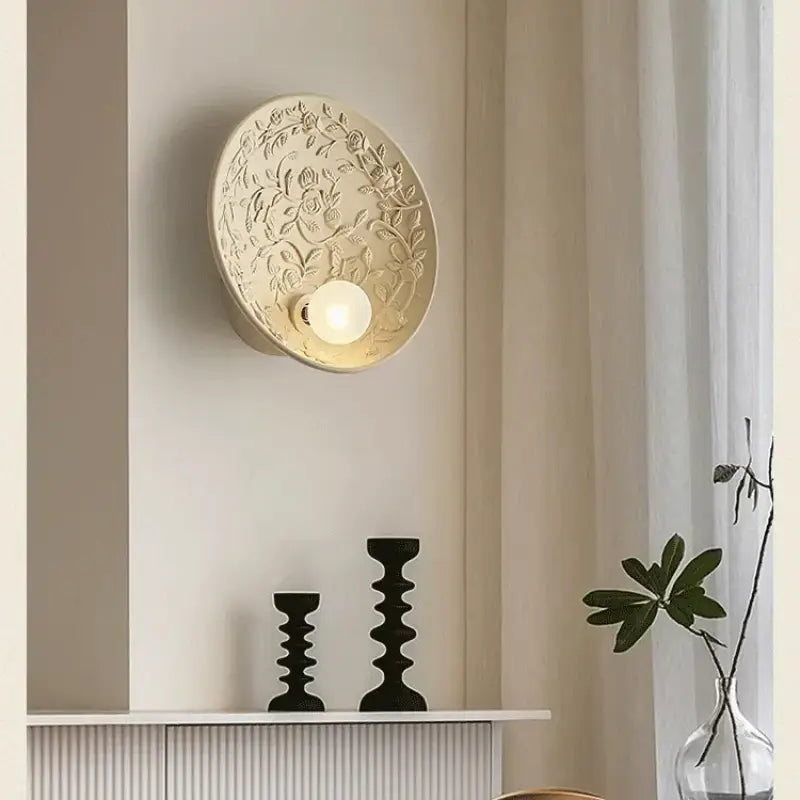 Applique élégant résine verre blanc beige décor moderne