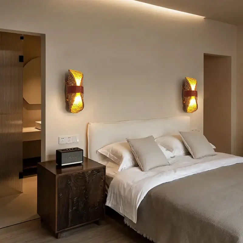 Applique murale design en fibre naturelle tressée beige