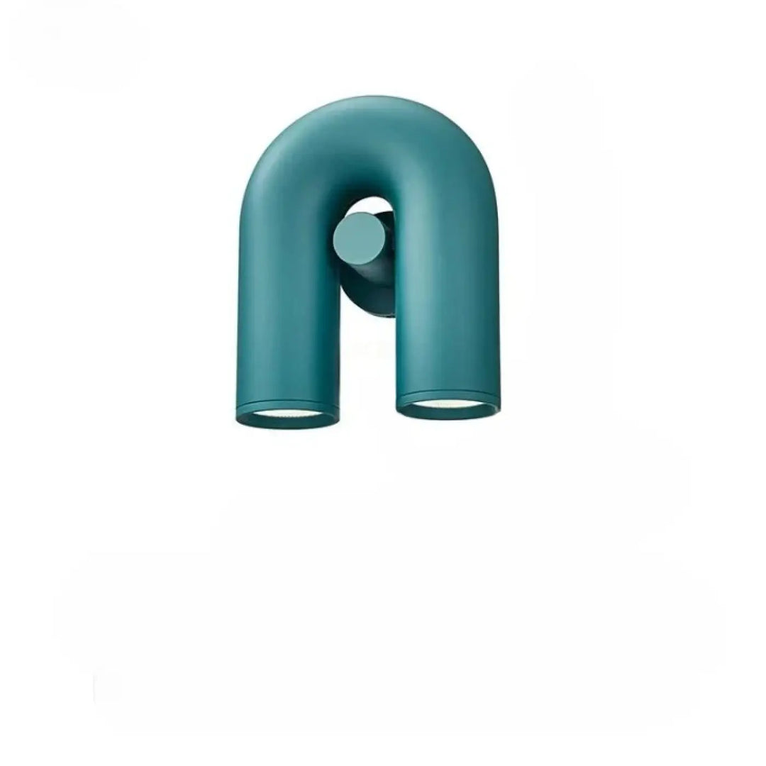 Applique murale jk-x1-01 uzo teal en u avec deux luminaires cylindriques finition mate pour zone d’éclairage