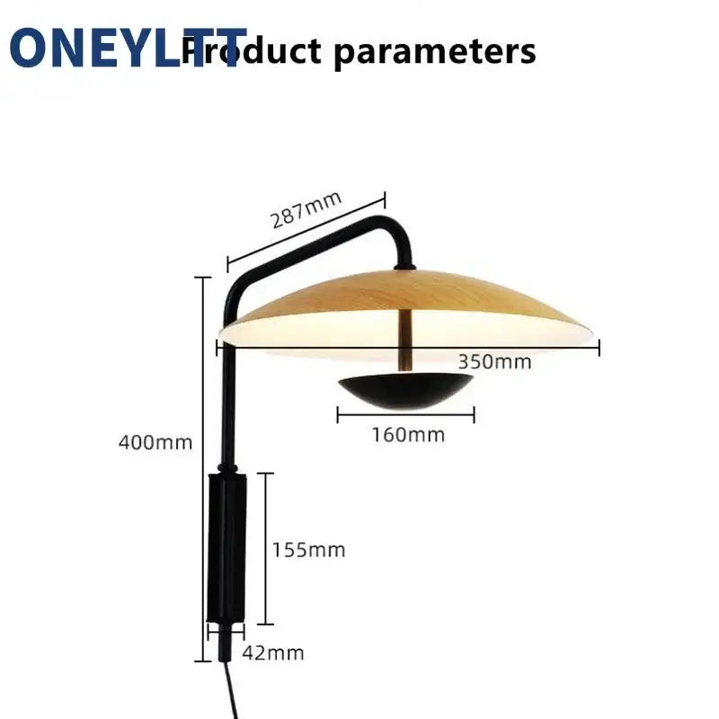Applique murale design métal noir à abat jour rond élégante