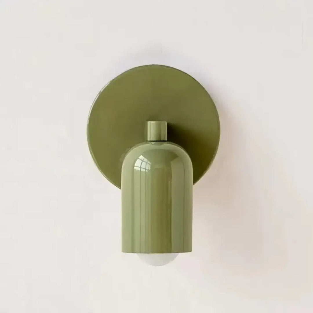 Applique murale olive en céramique design minimaliste avec forme bouteille et plaque circulaire suffit d’un couloir moderne