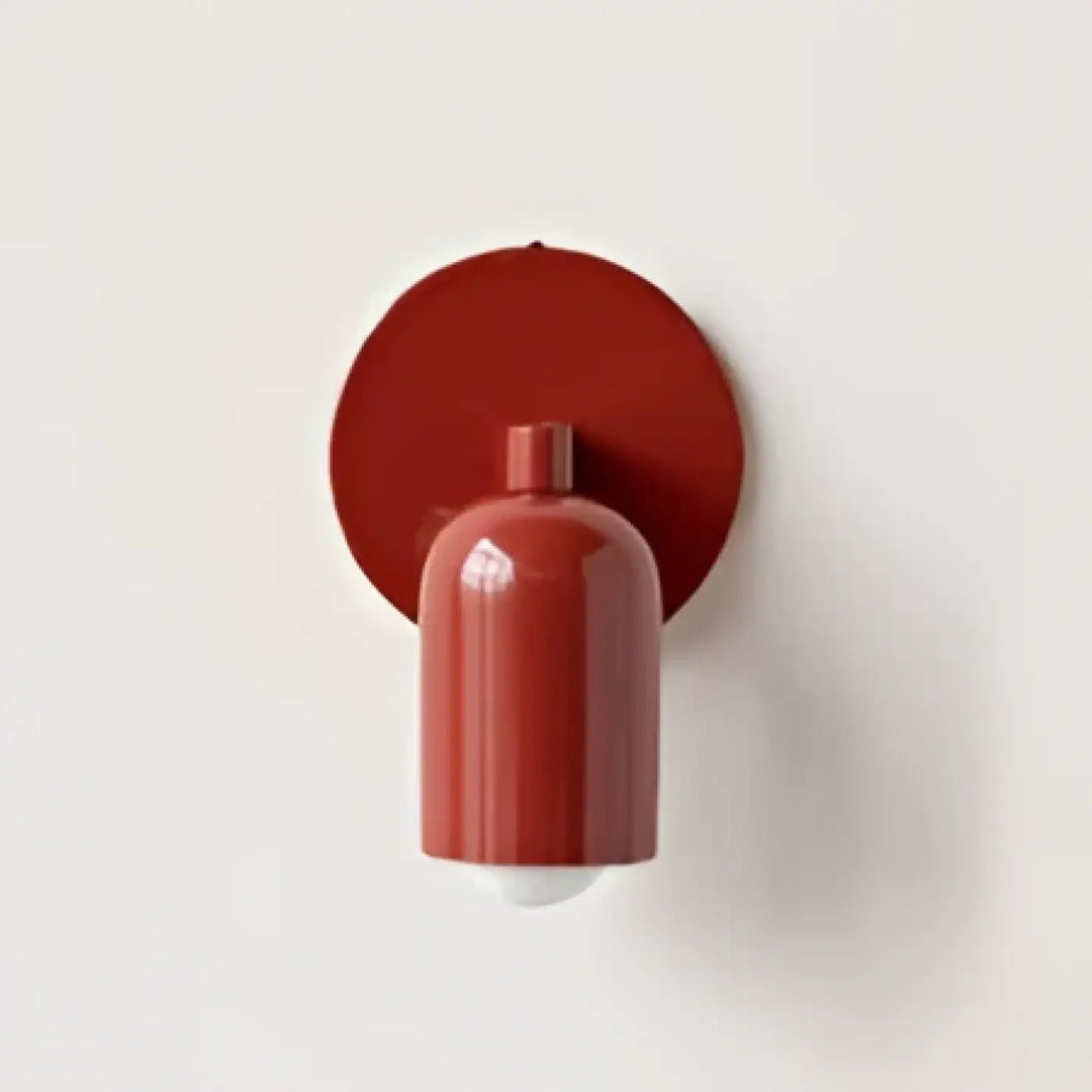 Applique murale coridor rouge cylindrique design minimaliste avec finition lisse et brillante suffit d’un style élégant