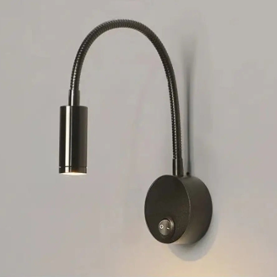 Applique murale fokuss noir avec bras articulé flexible et tête cylindrique pour éclairage mural intérieur