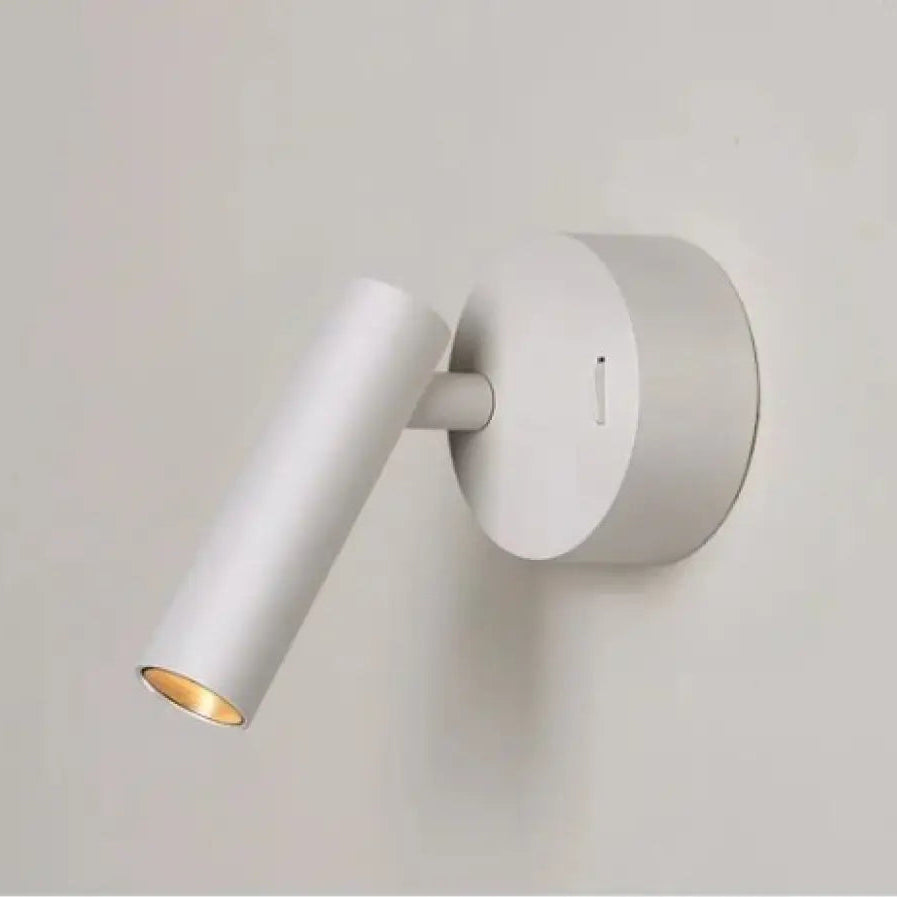 Applique murale fokuss white wall light with gold-finished interior and adjustable cylindrical reading head
