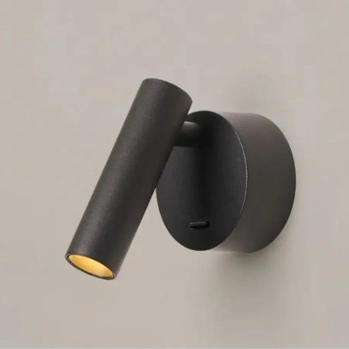 Applique murale fokus spot cylindrique noir mat avec lumière chaude pour intérieur comme wall light élégant