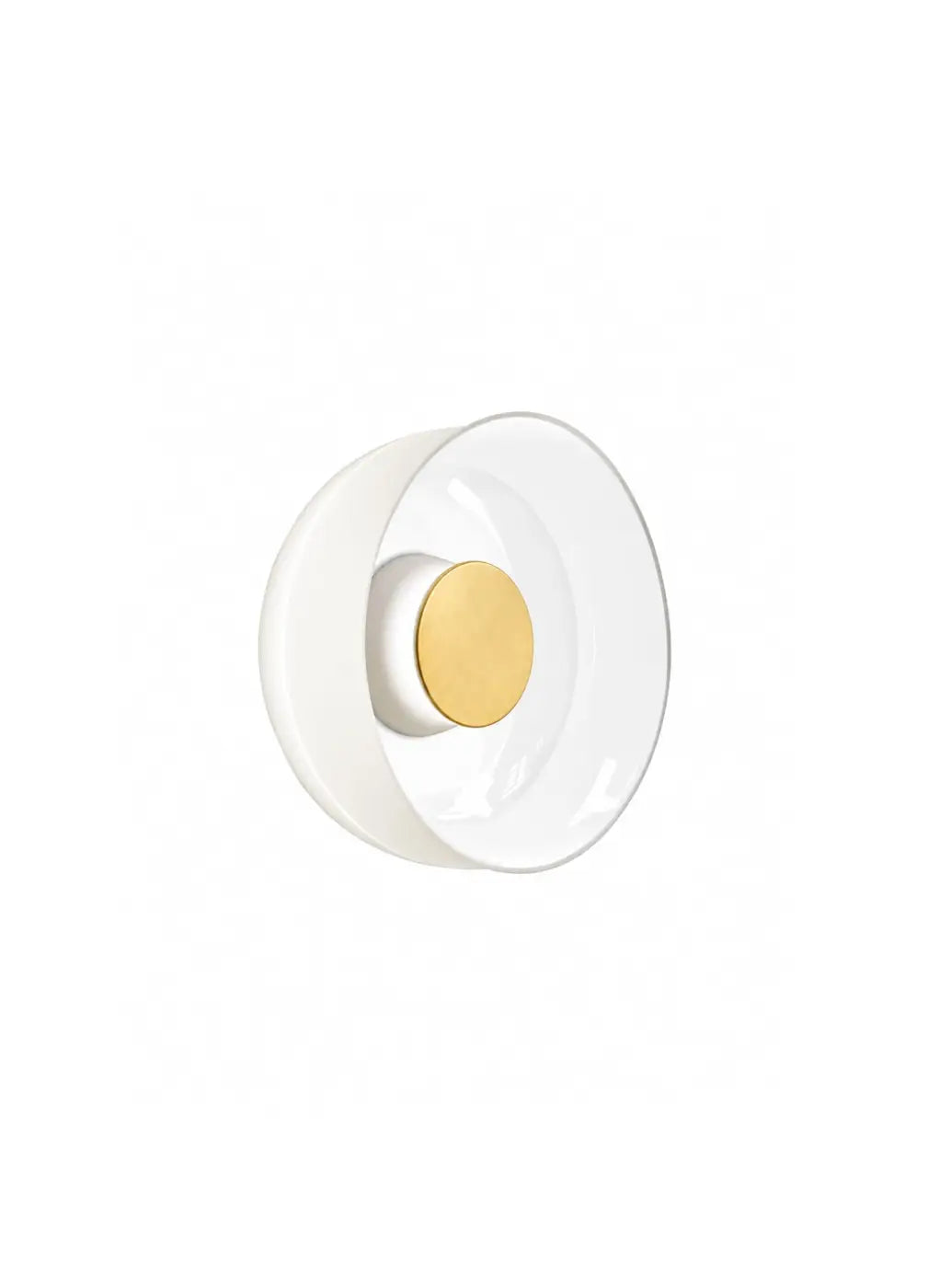 Applique murale Totem Pablo Designs en verre opale soufflé 30,5 cm, base blanche et façade laiton