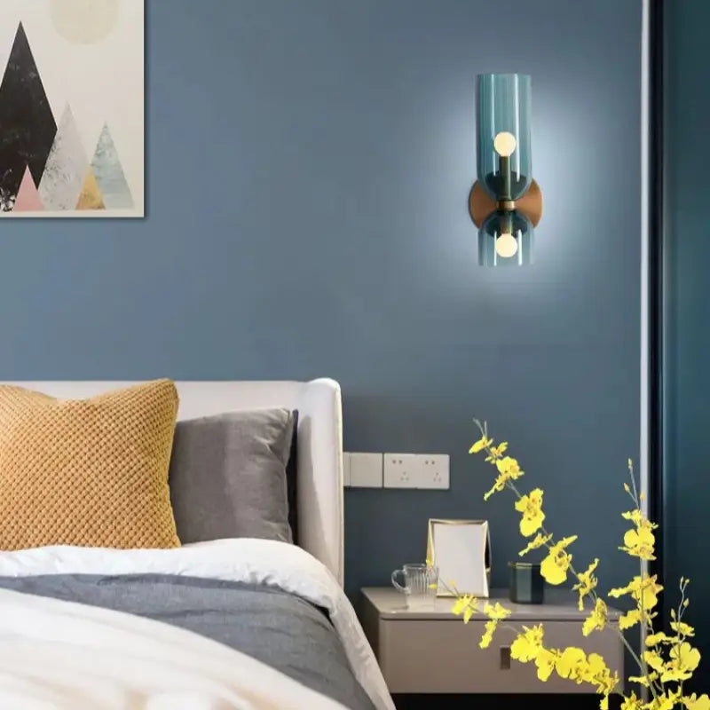 Applique murale double en verre soufflé coloré