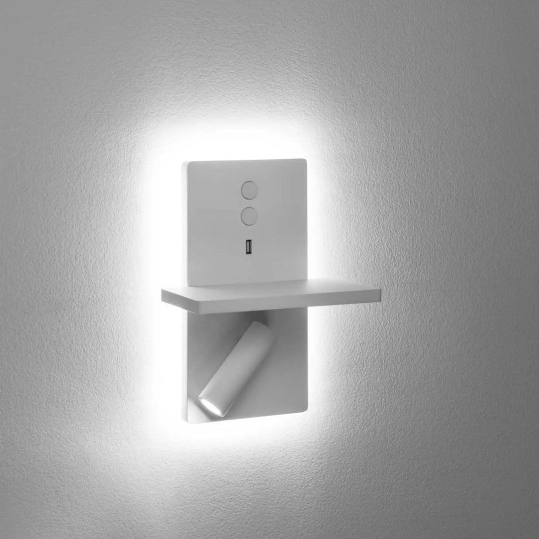 Détail de l'applique E-lamp blanche #couleur_blanc