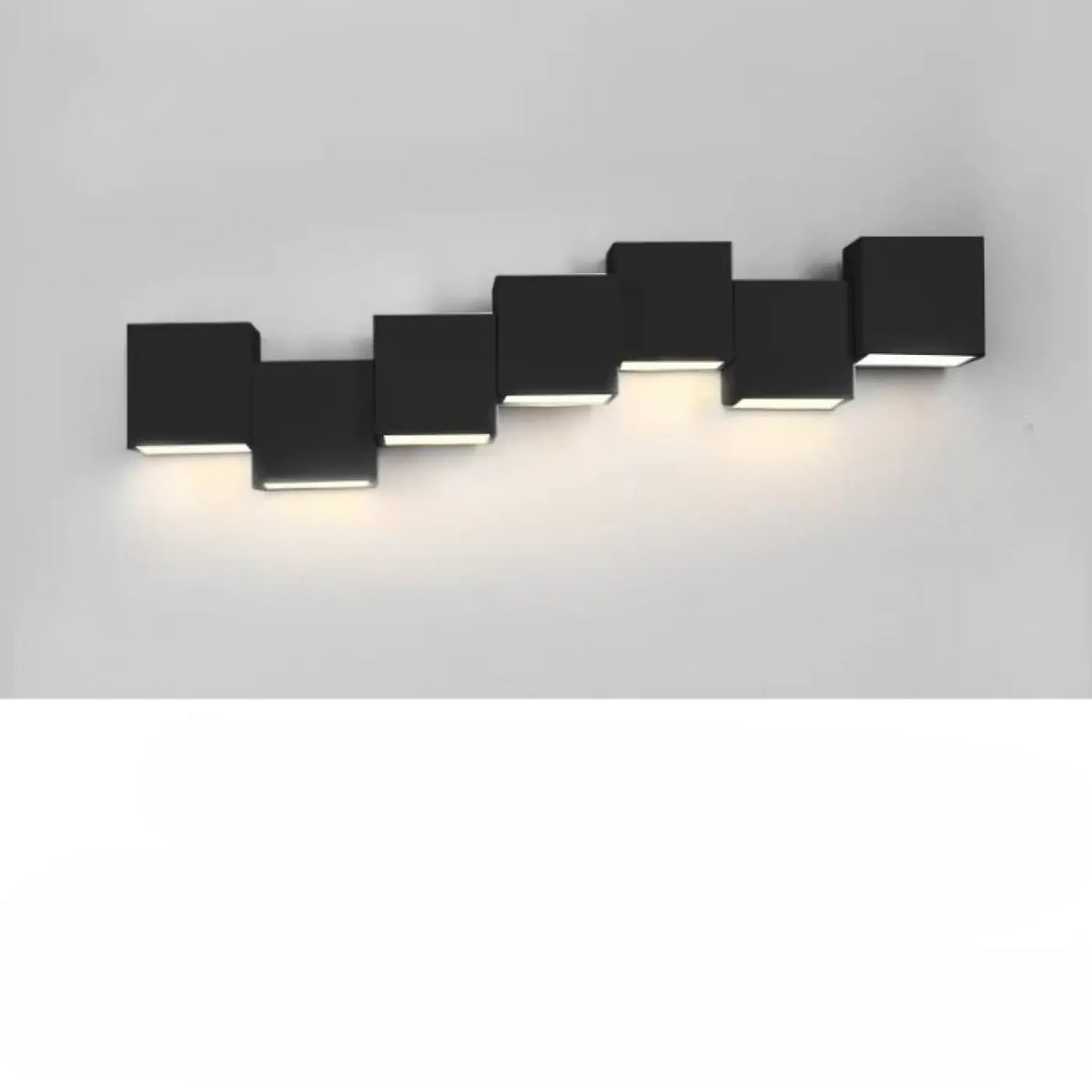 Applique murale kubora en cube noir moderne avec effet lumineux encastré pour carrés flottants design contemporain