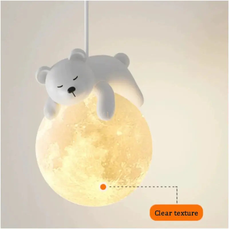 Applique murale enfant ours avec boule lumineuse blanc