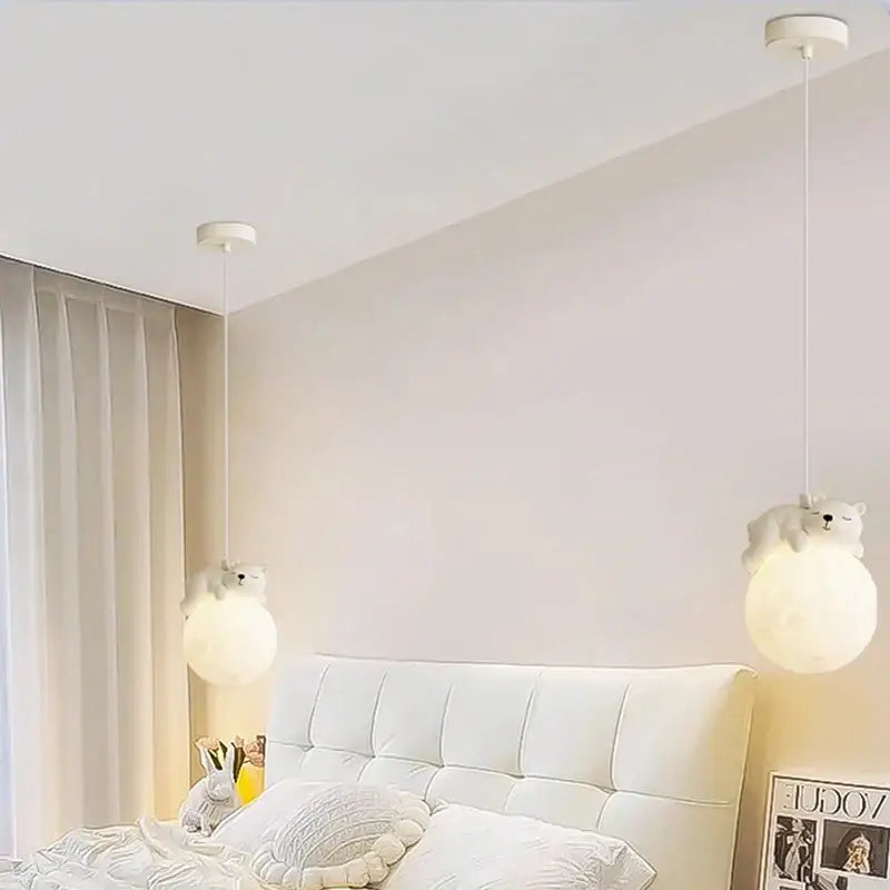 Applique murale enfant ours avec boule lumineuse blanc