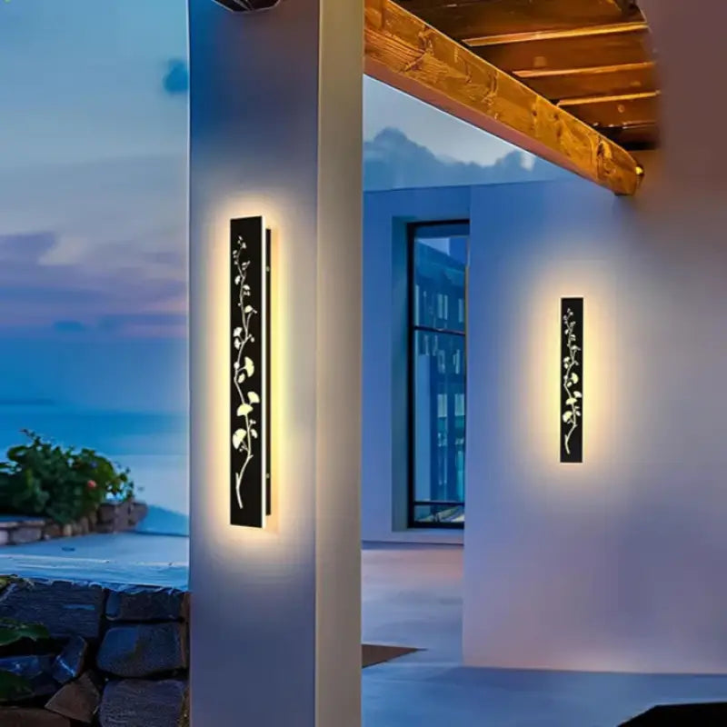 Applique Murale Extérieure Gravée D’une Fleur En Aluminium