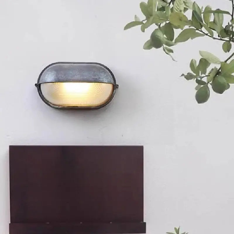 Applique murale extérieure industrielle en métal argenté vintage