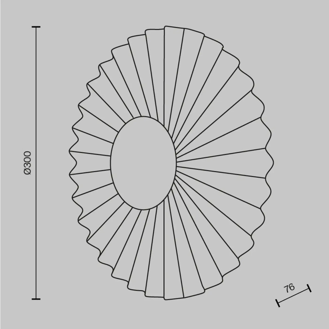 Applique murale fiore en forme de disque floral avec design ondulé et découpe ovale centrale en blanc