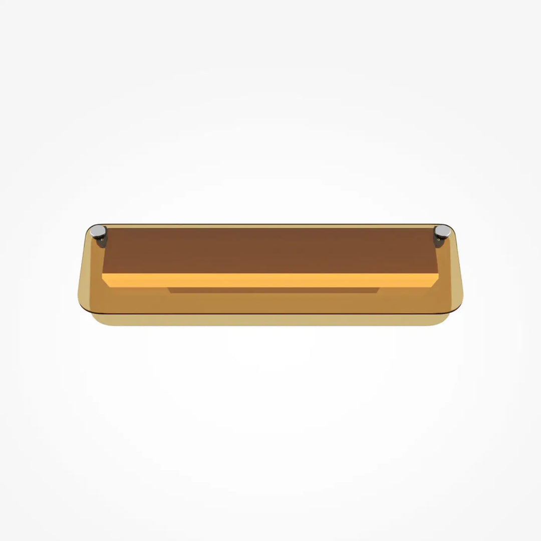 Applique murale flat en verre teinté ambre avec étagère rectangulaire et supports en métal noir poli
