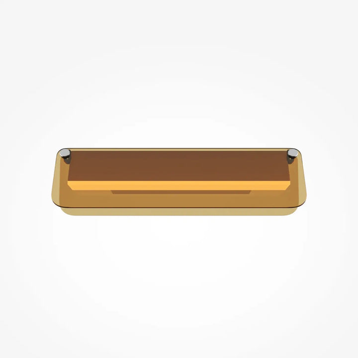 Applique murale flat en verre teinté ambre avec étagère rectangulaire et supports en métal noir poli