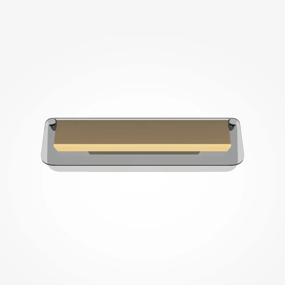 Applique murale flat avec étagère en verre teinté marron et or et cadre en métal noir chrome moderne