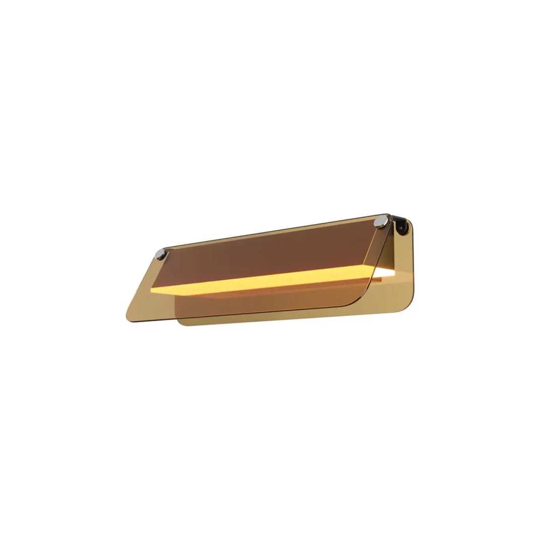 Applique murale flat en métal noir avec verre teinté ambre translucide et led intégrée pour éclairage chaleureux