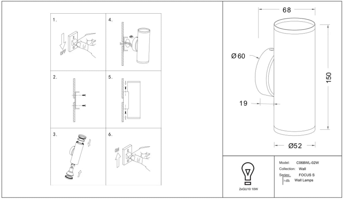 Schéma d'installation du luminaire