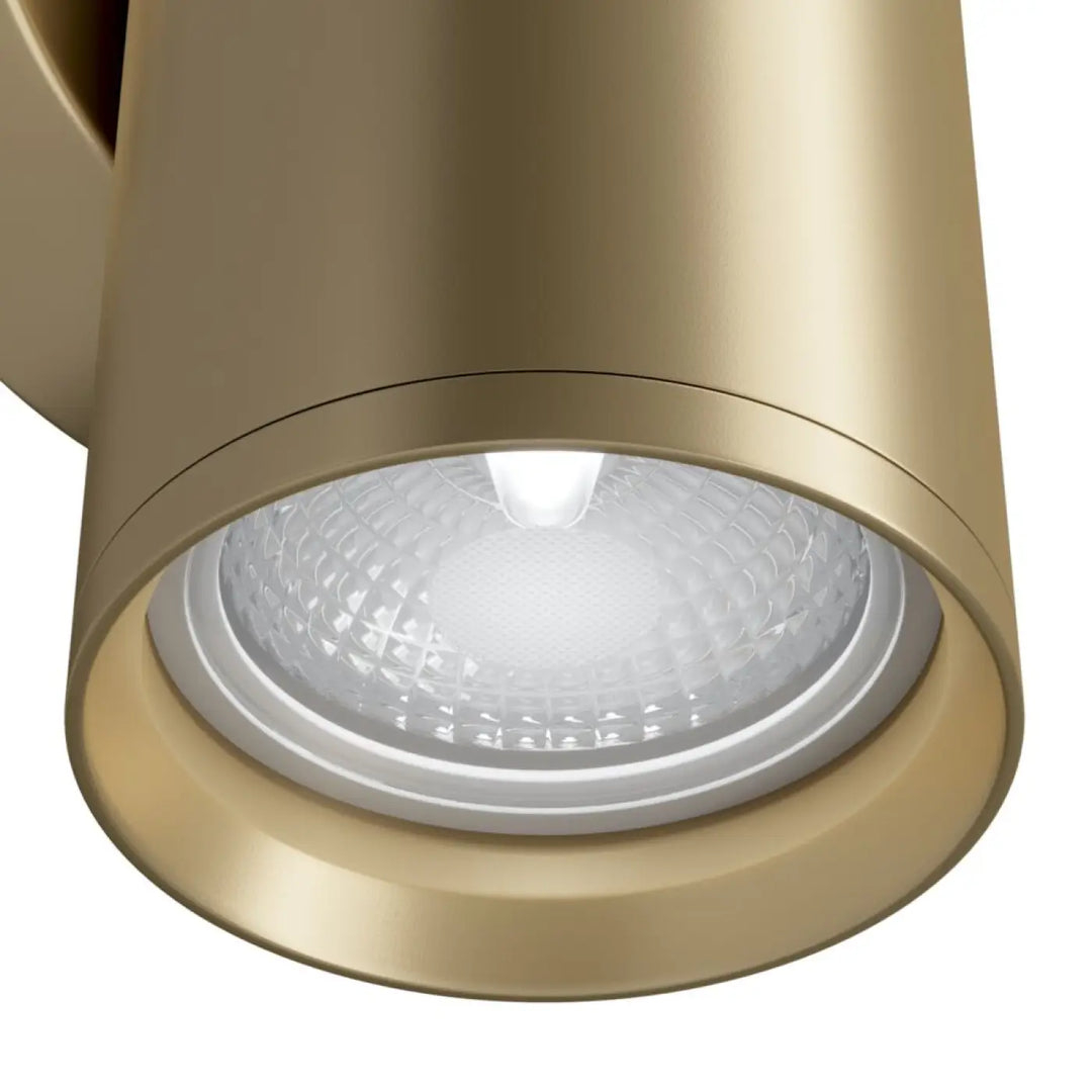 Applique murale focus cylindre finition or avec spot led visible et lentille texturée claire murale focus