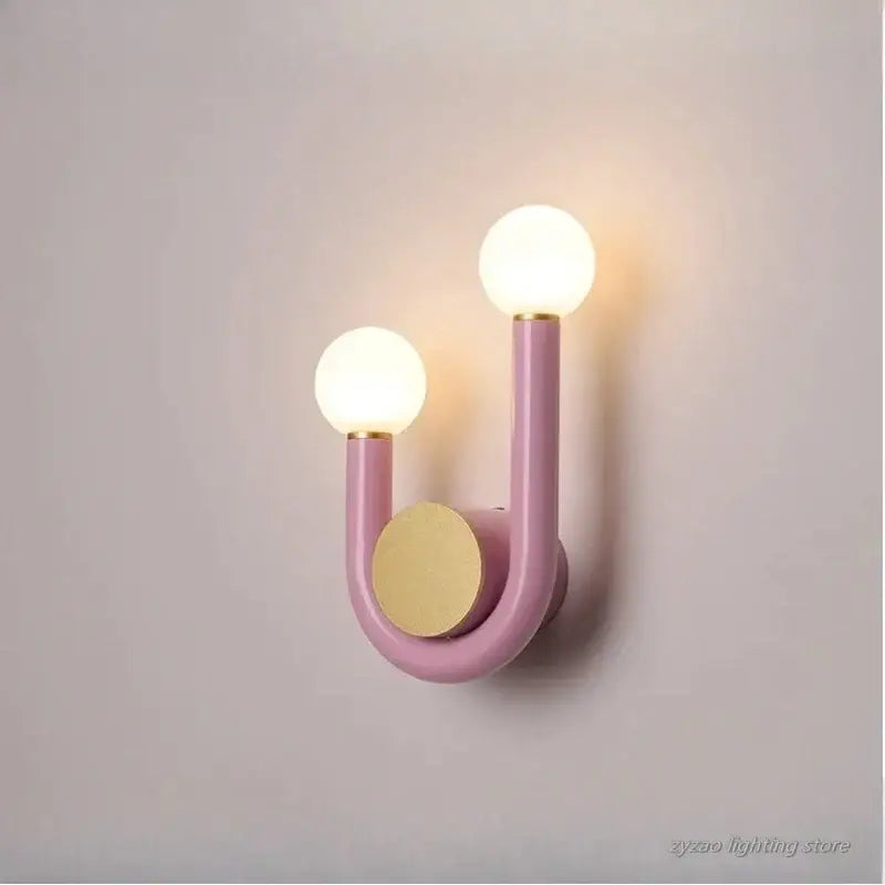 Applique murale en forme de U de couleur bleu, rose ou rouge

