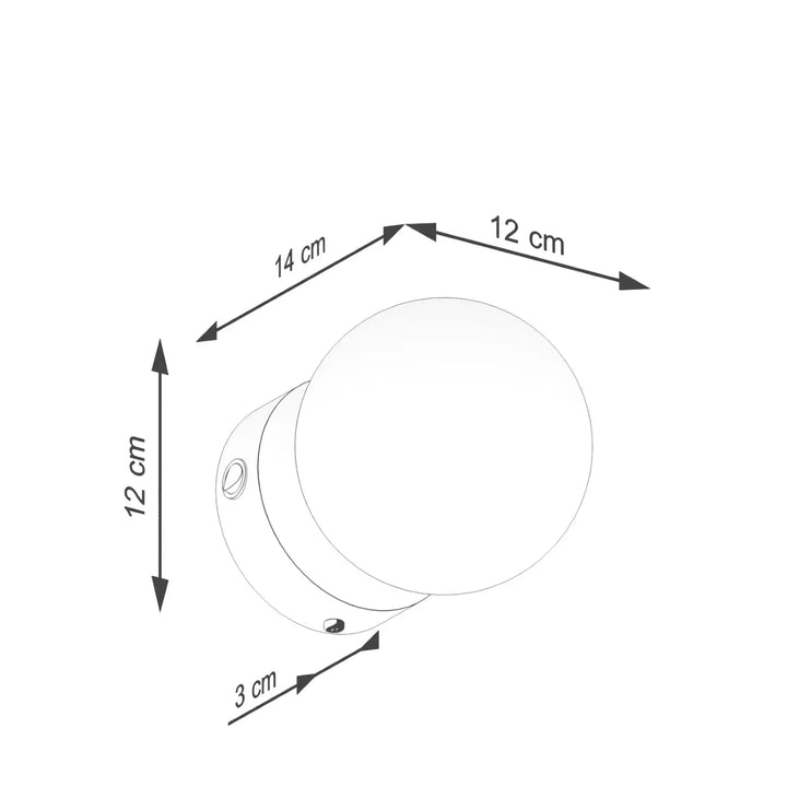 Applique yoli design minimaliste en forme sphérique blanche avec base cylindrique noire 12 cm idéale pour cheminée yoli