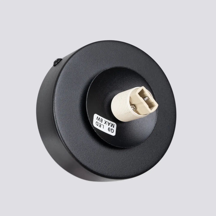 Applique murale yoli 1 noir avec finition mate et douille e27 off-white design minimaliste pour cheminée yoli