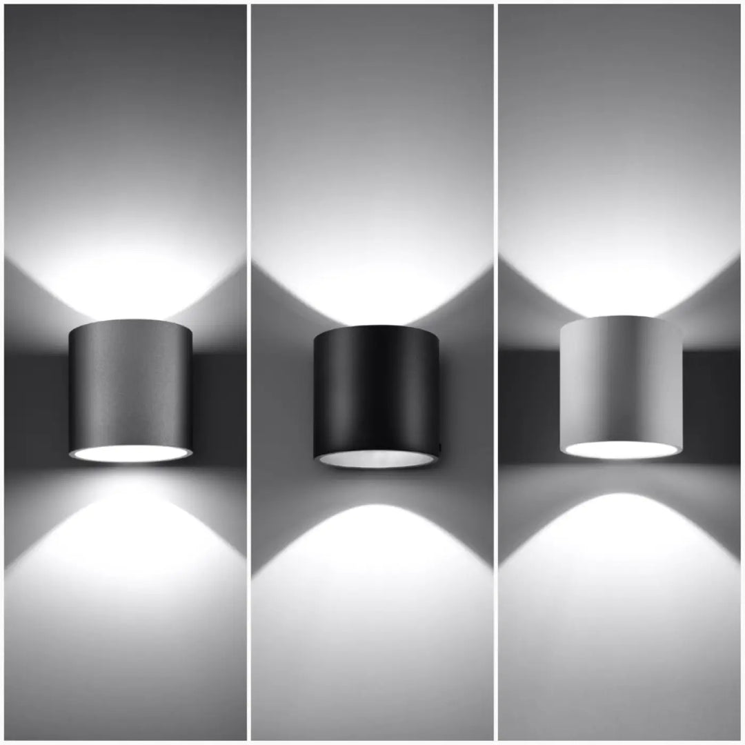 Applique murale kinkiet orbis 1 gris en bois naturel avec finition noire mate design cylindrique moderne minimaliste
