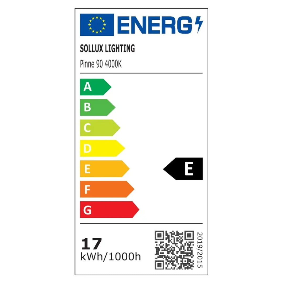 Étiquette énergie e pour applique murale pinne 90 4000k gris avec module led et paramètres d’éclairage de la collection pinne