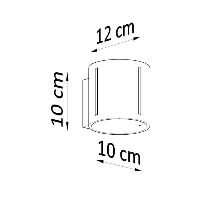 Applique murale moderne cylindre gris inez avec perforation linéaire hauteur 10 cm diamètre 10 cm ouverture 12 cm