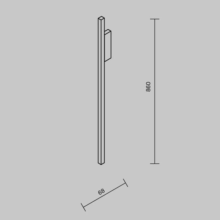 Applique murale halo barre verticale en métal finition noir avec design minimaliste et lignes épurées