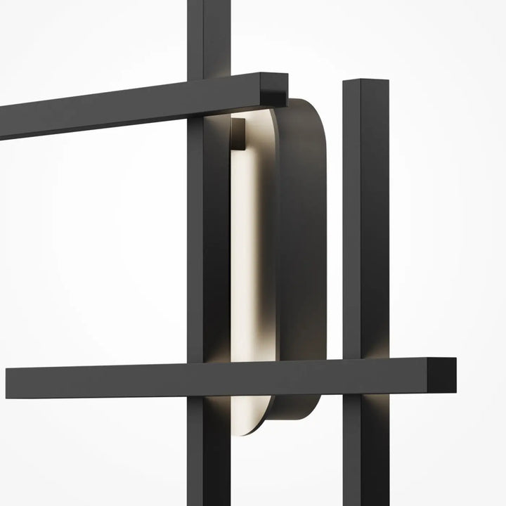 Applique murale composition angulaire en acier noir avec étagère métallique moderne et éclairage led intégré chaleureux