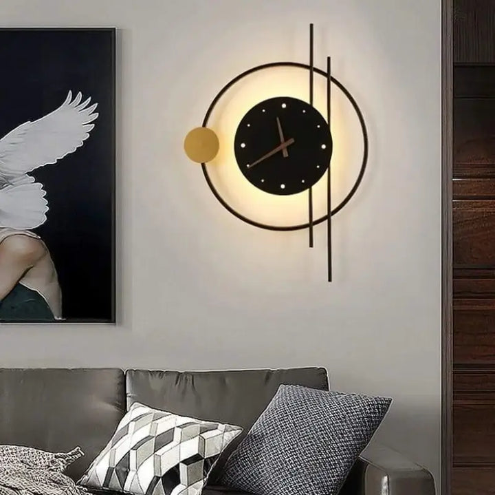Applique Murale Horloge En Aluminium Noir Ou Or