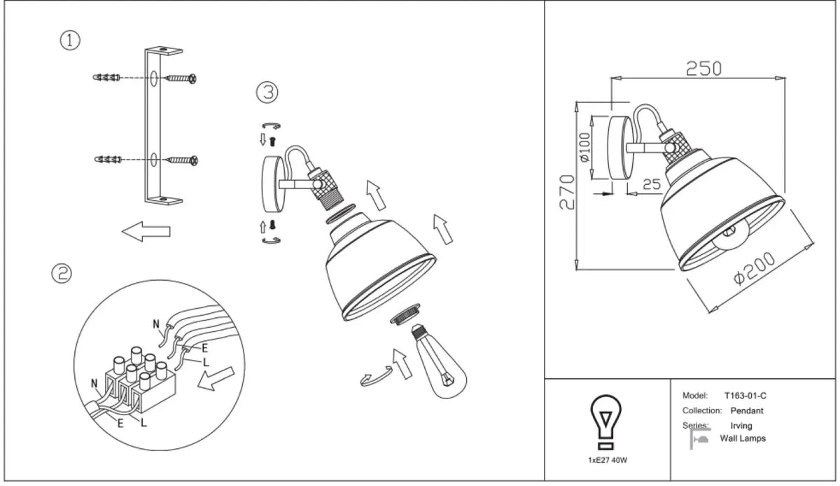 Schéma d'installation du luminaire