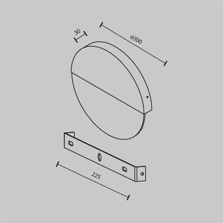 Applique murale jupiter disque doré circulaire avec 300mm de diamètre et support de montage de 225mm ultra-fin
