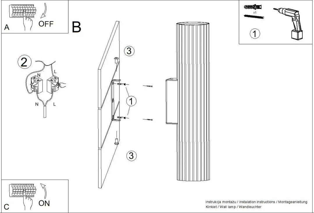 IVAR wall light, white LED 4000K