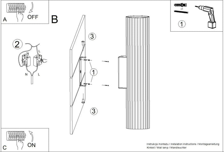 IVAR wall light, white LED 4000K