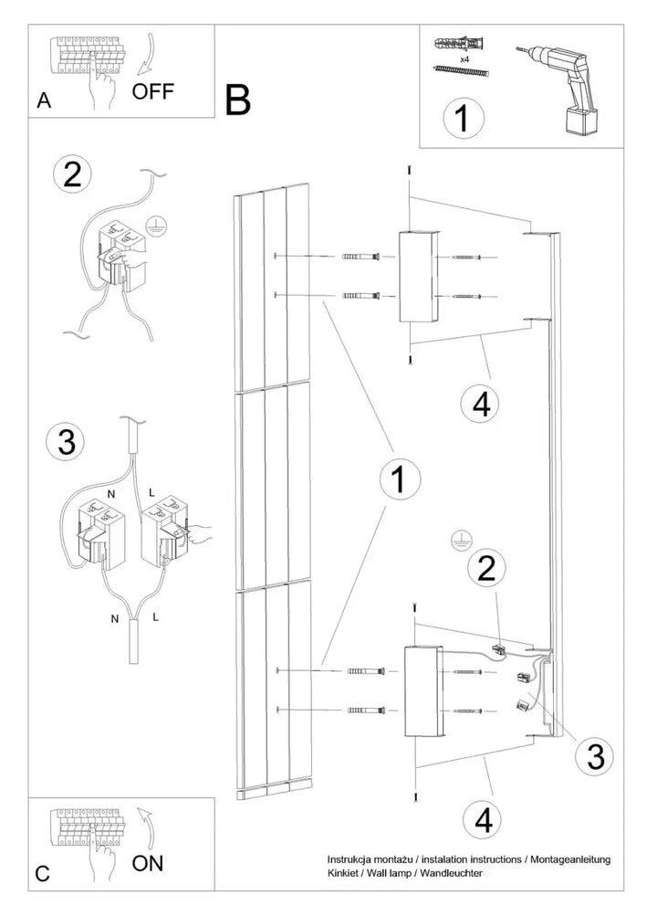 Applique murale sappo l 3000k blanc avec module led et boîtier allongé luminaire lahti design rectangulaire vertical