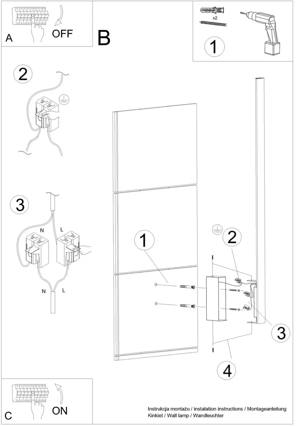 Applique murale lahti m 4000k blanc avec module led et boîtier étroit fixée au mur par vis métalliques