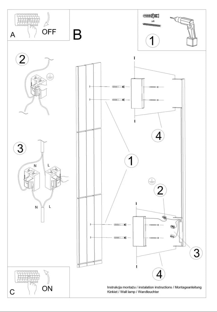 Applique murale sapo m 4000k blanc vue arrière avec boîtier étroit et module led pour lampadaire lahti