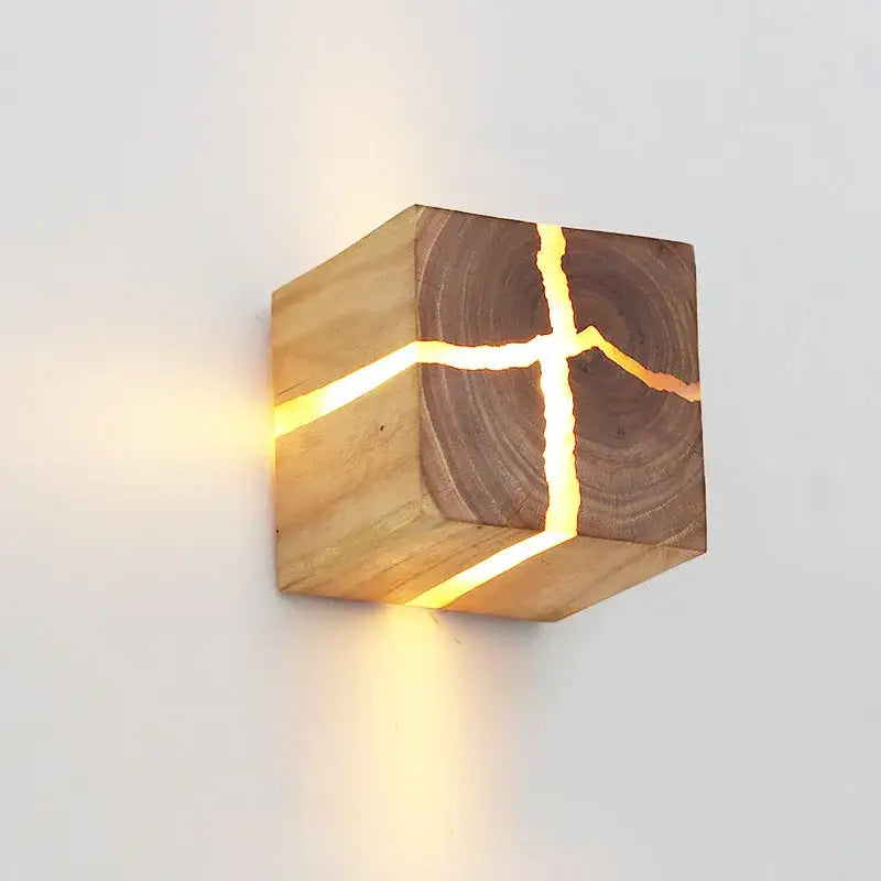 Applique Murale LED En Bois Fissuré Style Naturel Contemporain