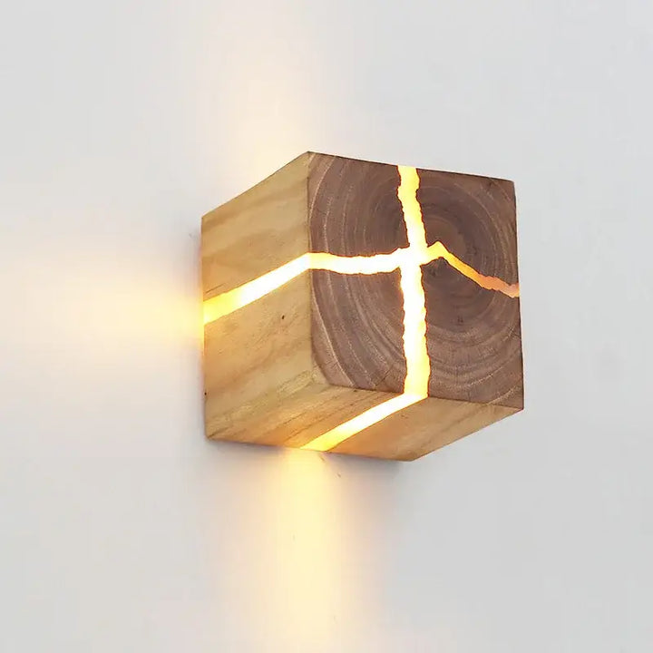 Applique Murale LED En Bois Fissuré Style Naturel Contemporain