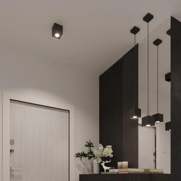 Kinkiet quad applique murale noir avec design moderne suspendu fabriqué en bois naturel