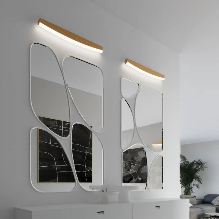 Applique murale jorun 3000k avec cadre blanc abstrait et luminaire à led bois intégrée pour couleurs d’éclairage modernes