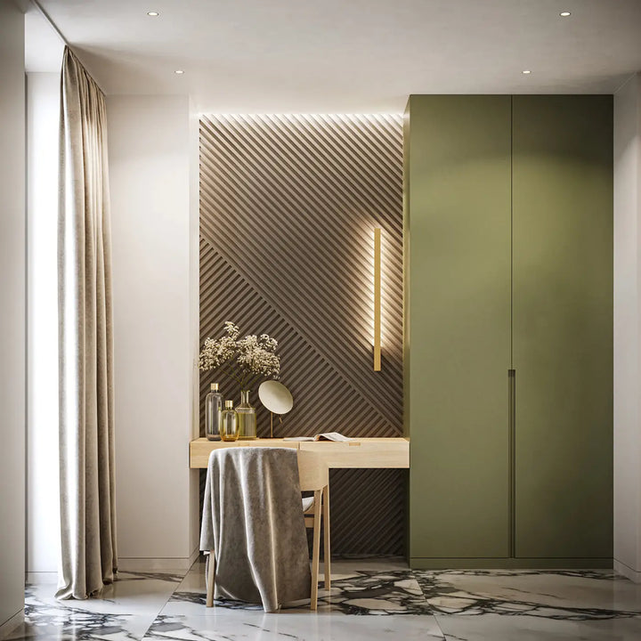 Applique murale lahti s 3000k doré avec design moderne et poignées verticales en vert olive pour solutions imprévisibles