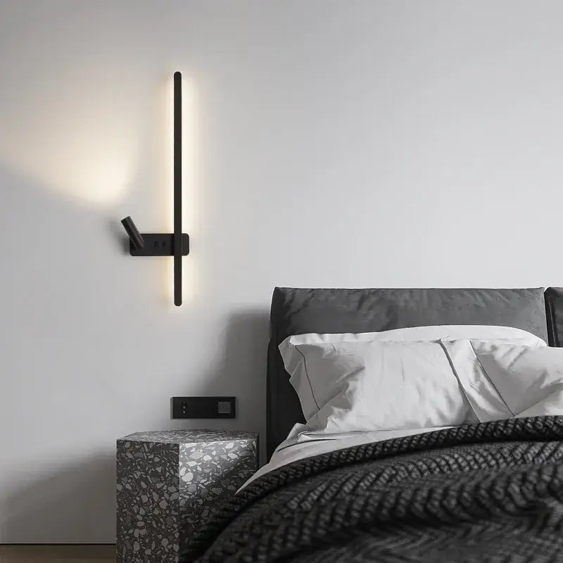 Applique murale led minimaliste en métal noir design élégant